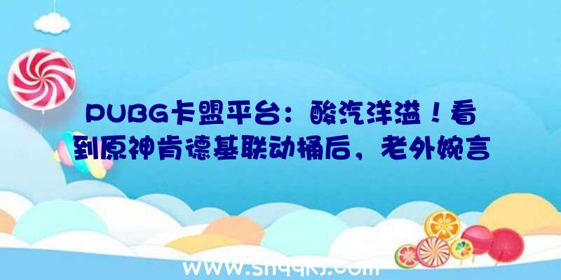 PUBG卡盟平台：酸汽洋溢！看到原神肯德基联动桶后，老外婉言想傍边国人！