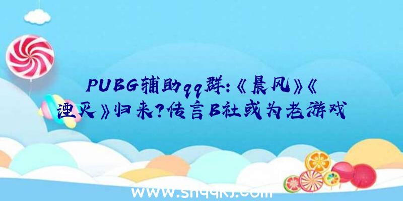 PUBG辅助qq群：《晨风》《湮灭》归来？传言B社或为老游戏重置设计专门任务室