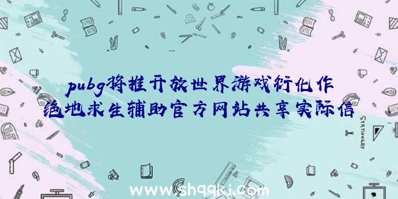 pubg将推开放世界游戏衍化作绝地求生辅助官方网站共享实际信息