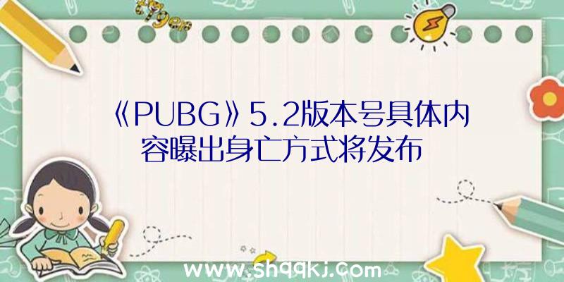 《PUBG》5.2版本号具体内容曝出身亡方式将发布