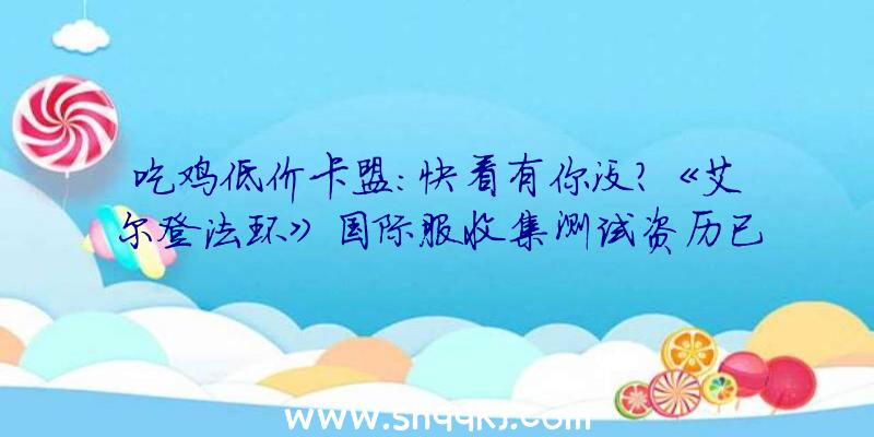 吃鸡低价卡盟：快看有你没？《艾尔登法环》国际服收集测试资历已发放