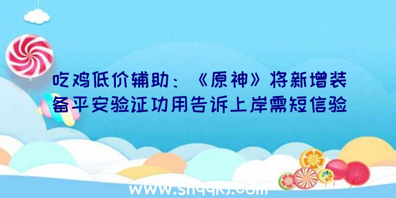 吃鸡低价辅助：《原神》将新增装备平安验证功用告诉上岸需短信验证以确认该装备为自用装备