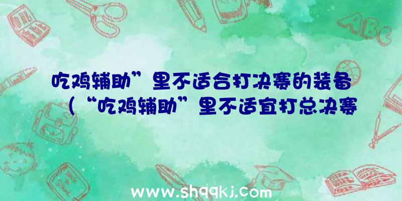 吃鸡辅助”里不适合打决赛的装备（“吃鸡辅助”里不适宜打总决赛的武器装备,用它对枪害自身,网络）