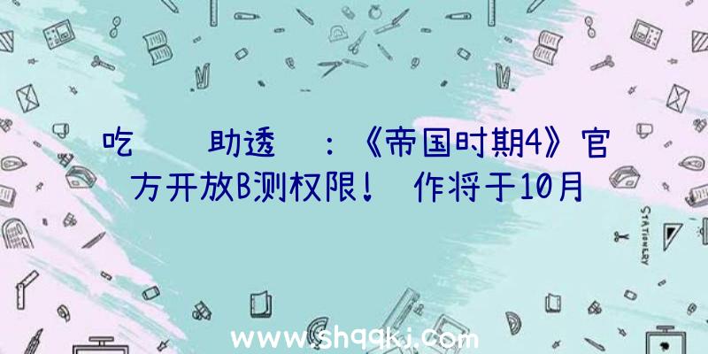 吃鸡辅助透视：《帝国时期4》官方开放B测权限!该作将于10月28日上线PC平台