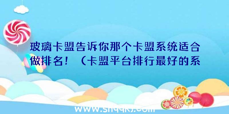 玻璃卡盟告诉你那个卡盟系统适合做排名！（卡盟平台排行最好的系统经历）