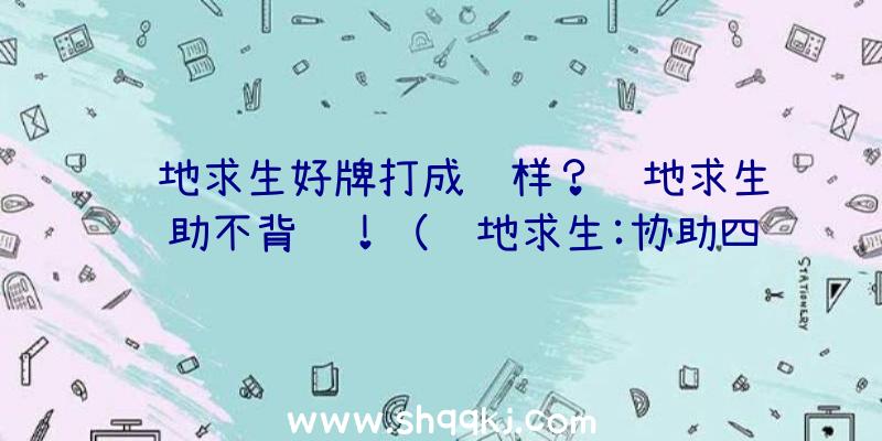 绝地求生好牌打成这样？绝地求生辅助不背锅！（绝地求生:协助四溅,蓝洞公司的反协助体系很差,前期决不十分重）