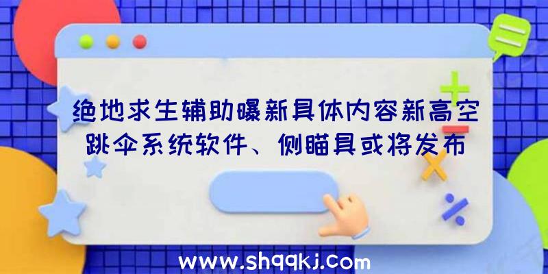 绝地求生辅助曝新具体内容新高空跳伞系统软件、侧瞄具或将发布