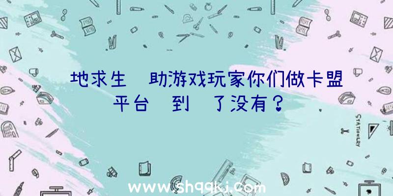 绝地求生辅助游戏玩家你们做卡盟平台赚到钱了没有？