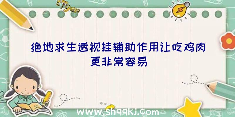 绝地求生透视挂辅助作用让吃鸡肉更非常容易