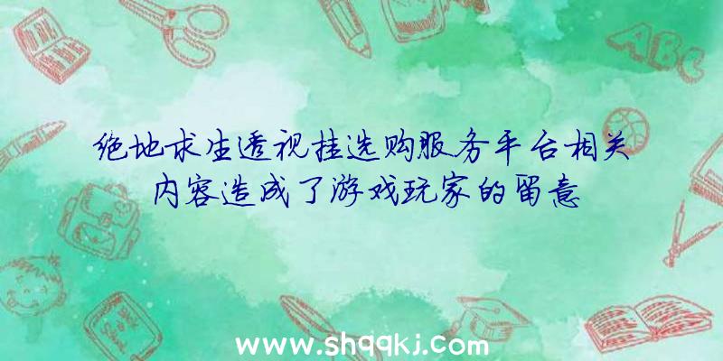 绝地求生透视挂选购服务平台相关内容造成了游戏玩家的留意